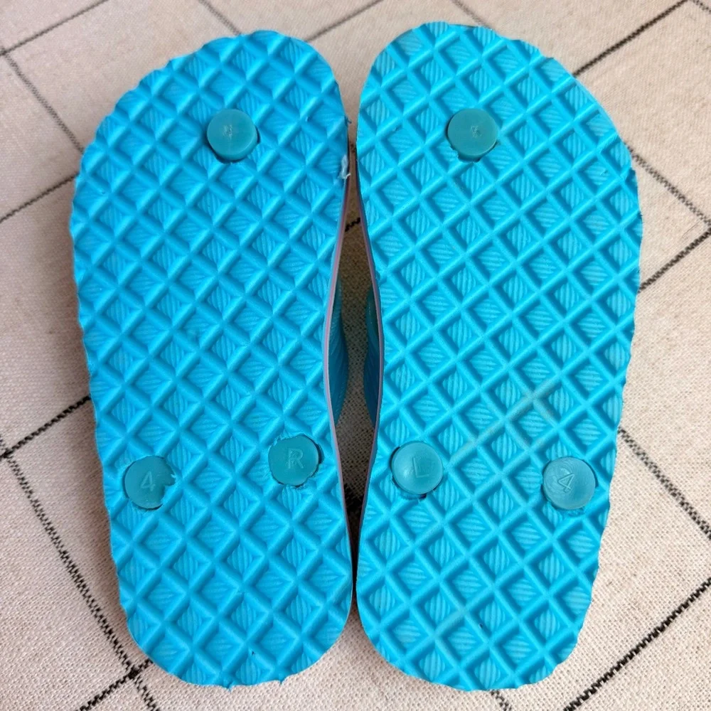 Locals Hawaii Kids Flip Flops 7 Aqua and White NWOT